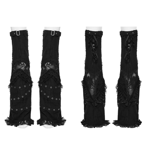 Gothic Punk Leg Warmers with Lace Details.