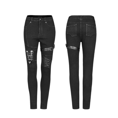 Punk Knee Decon Hollow Denim Pants. 