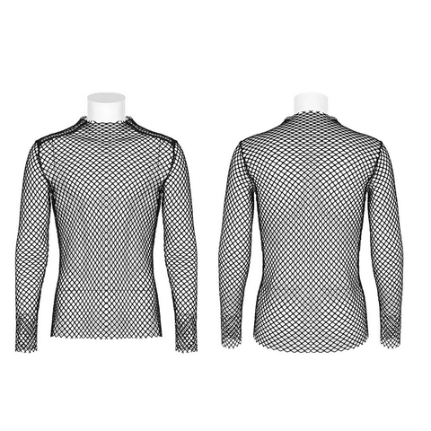Sheer Fishnet Mesh Top with Edgy Punk Appeal.