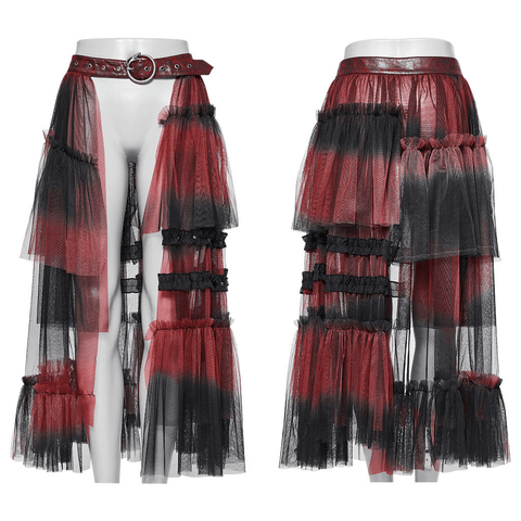 Sweet Cool Mesh Half Skirt - Asymmetrical Layered Design.