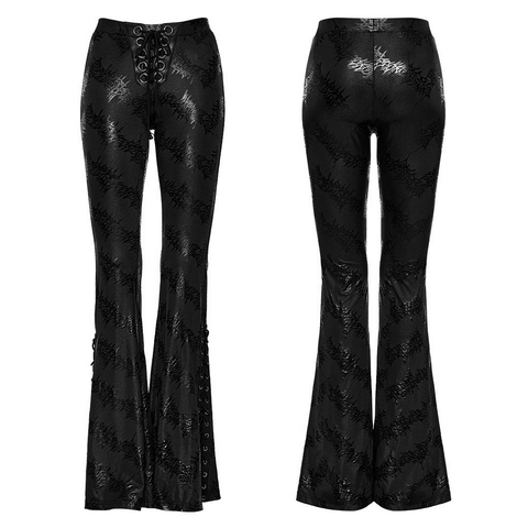 Edgy Women's Black Flare Pants with Laces in the Front.