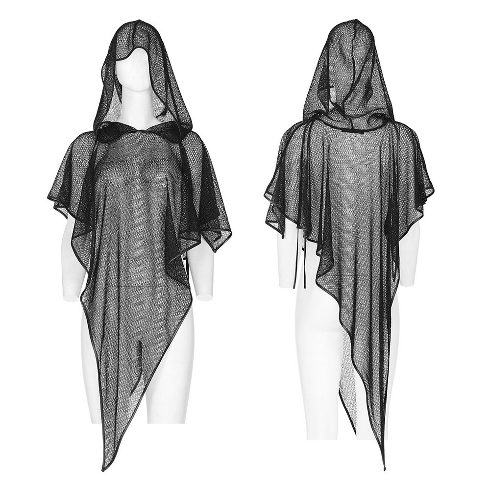 Elegant Hooded Mesh Capes - Gothic Women Capes.