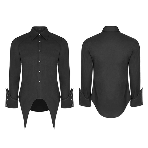 Elegant Gothic Simple Shirt with Angle Hem Design.