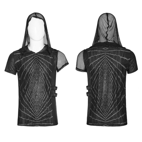 Punk Lightwave Printed Mesh T-Shirt: Cyberpunk Style.