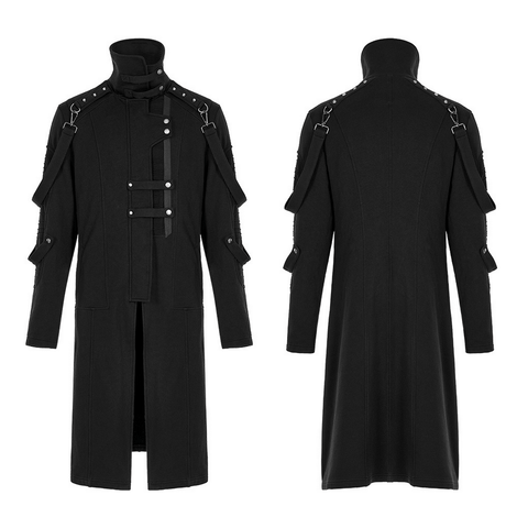 Avant-Garde Punk Knitted Long Coat with Rivet Detail.