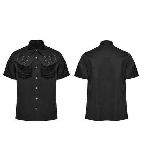 Stand Out in Edgy Style - Men's Black Punk Shirt.