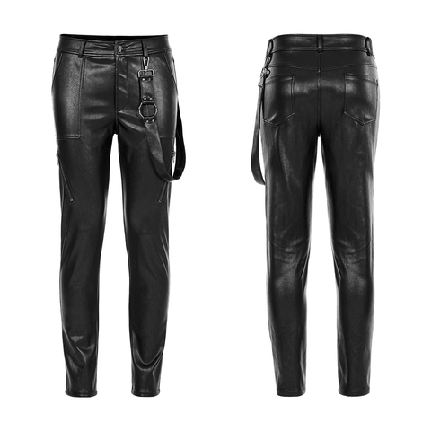 Edgy Punk Daily PU Leather Pants for Streetwear.