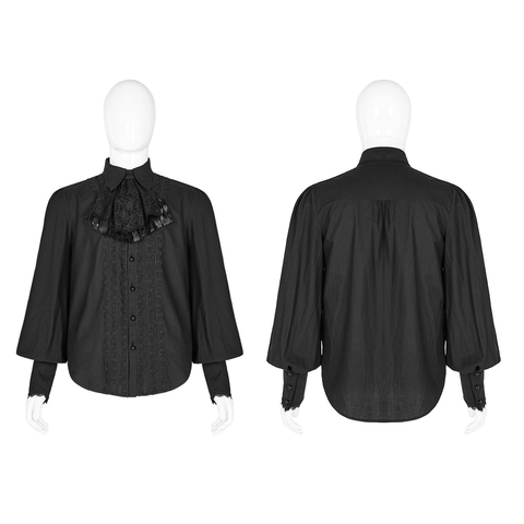 Gothic Elegant Ruffled Cotton Long Sleeve Shirt.