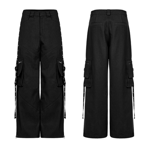 Pantalón cargo urbano negro de cintura media con bolsillos