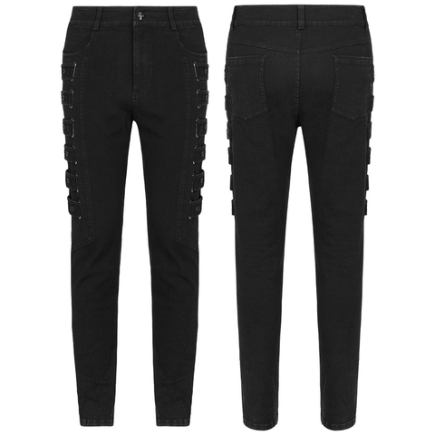 Urban Style PUNK Black Elastic Woven Trousers.