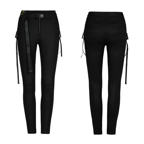 Urban Punk Zippered Leggings with Bandage Accents.