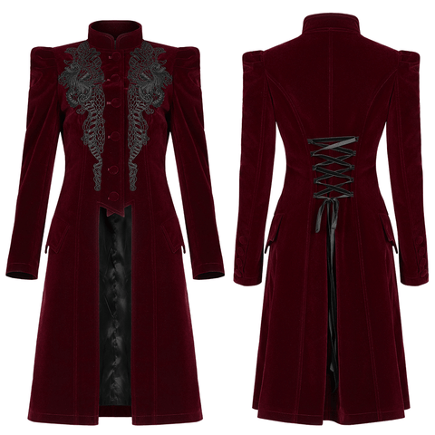 Victorian-Inspired Goth Mid-Length Coat with Lace.
