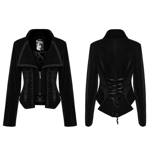 Opulent Goth Jacket with Lapel and Fan-Shaped Dovetail.