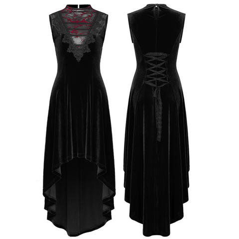 Victorian Lace Trim Velvet Gothic Dress.