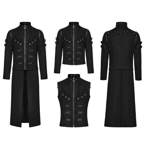 Punk Detachable Jacket-Coat / Edgy Zip-Off Design Coat.