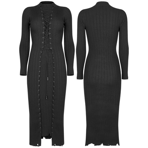 Adaptive Dark Wool String Dress - Sexy and Stylish Knitwear. 