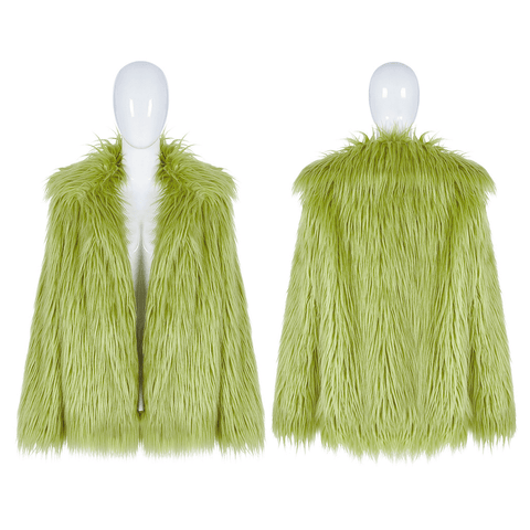 Vibrant Faux Fur Punk Coat - Simple Chic Design.