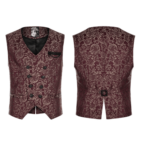 Victorian Jacquard Double-Breasted Goth Vest.