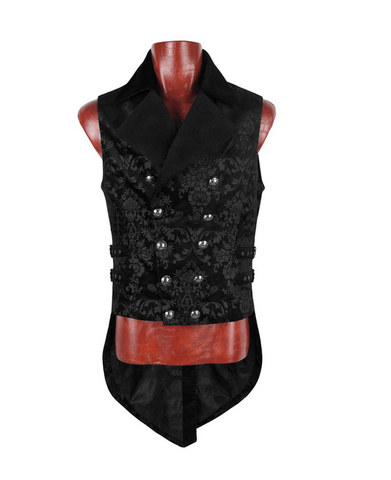 Luxurious Gothic Dark Printing Waistcoat - Velvet Detail