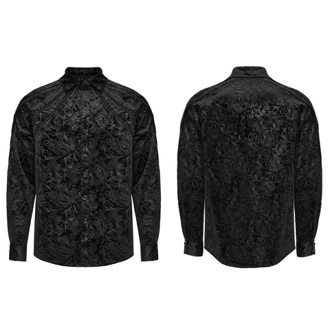 Goth Embossed Pattern Shirt - Victorian Elegance