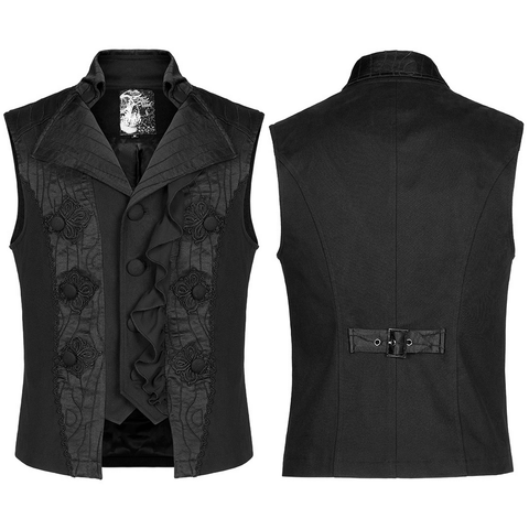 Gothic Noble Jacquard Vest with Victorian Ruffles. 