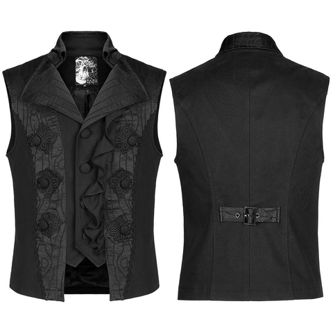 Gothic Noble Jacquard Vest with Victorian Ruffles.