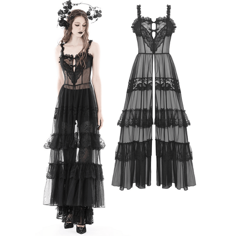 Channel Your Inner Victorian: Elegant Lace Dress with Sheer Panels.