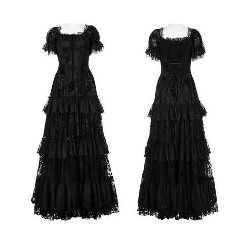 Victorian Lace Flocking Gothic Print Dress.