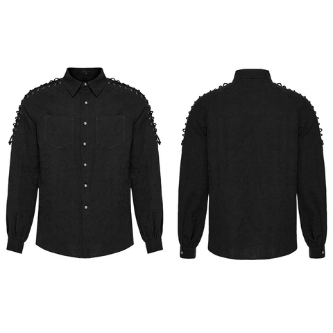 Goth shirt / Men's Stylish Lace Detail Black Top.
