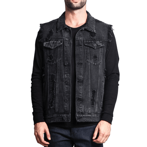 Men's Vintage Denim Vest - Timeless Fashion With A Rugged Edge.