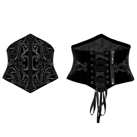 Floral-Inspired Black Corset Waistband – Timeless Elegance.