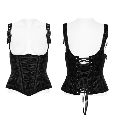 Luxe Black Velvet Goth Corset with Lace Detail.