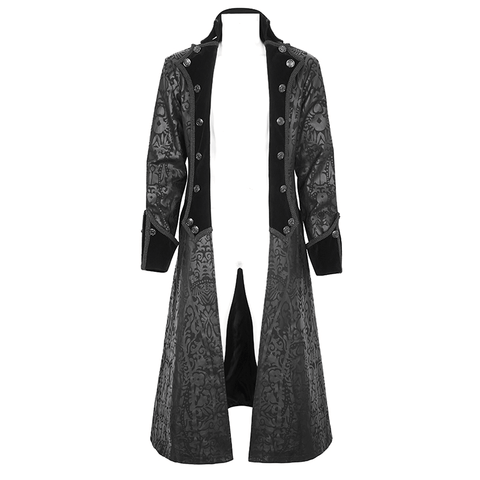 Men's Vintage Gothic Elegance - Double-Breasted Trench Coat.