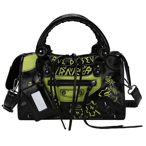 Vintage Gothic Fusion - Women's Graffiti Crossbody Bag.