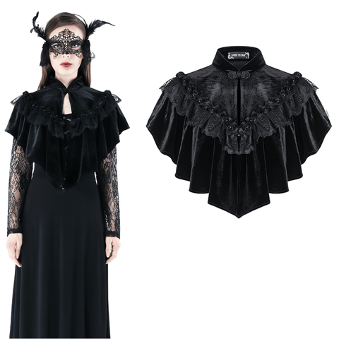 Lady in Darkness: Black Heart-Shaped Gothic Capelet.