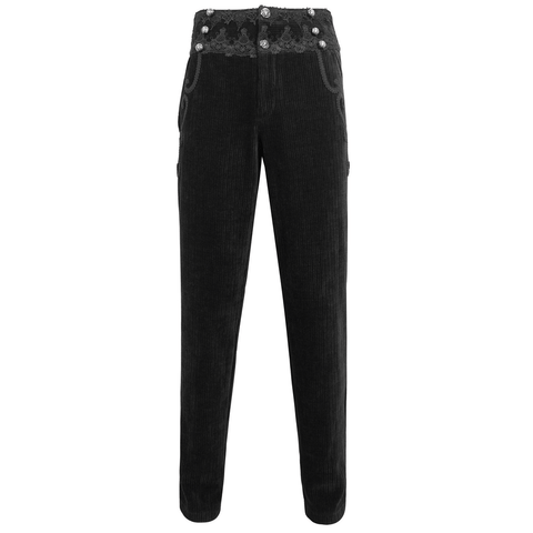 Retro Noir - Men's Vintage Lace-Trimmed Corduroy Pants. 