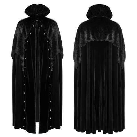 Goth Ornate Fleece Cloak with Vintage Buttons.