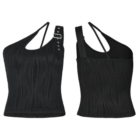 Asymmetrical Camisole with Adjustable Buckle Strap.