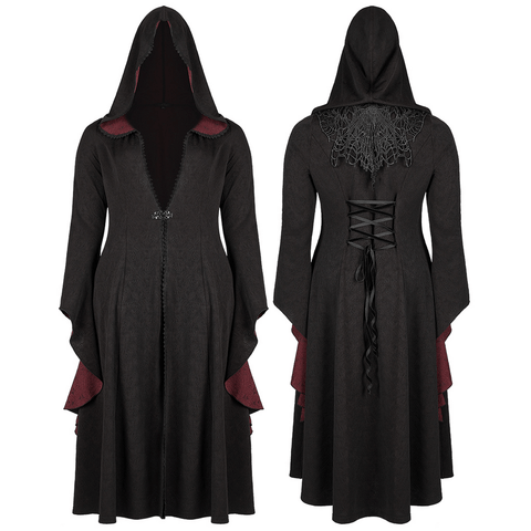 Medieval Hooded Gothic Wizard Coat.