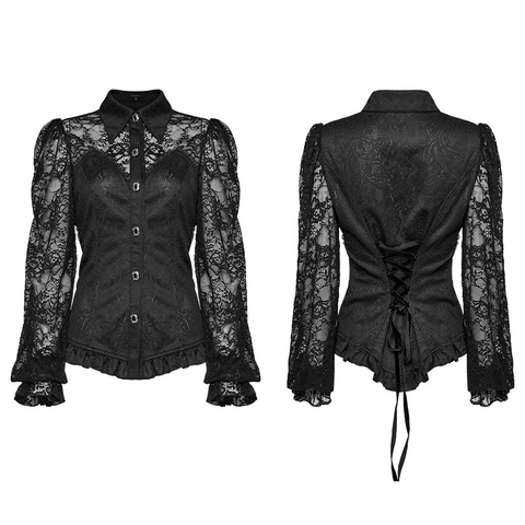Exquisite Lace and Weave Gothic Blouse for Women.