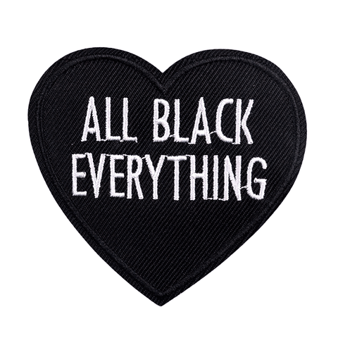 Unisex Patch Of “All Black Everything” Inscription In A Heart Shape - Stylish Casual Accessory.