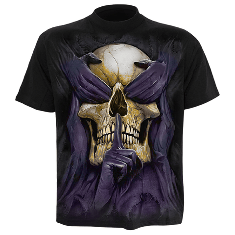 T-SHIRT WITH 3D PRINT SKULL - TRUE GOTHIC CLOTHING.