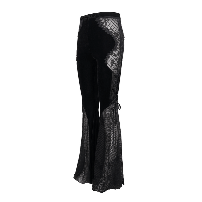 Vintage Gothic Floral Pattern Velvet Flared Pants for Women