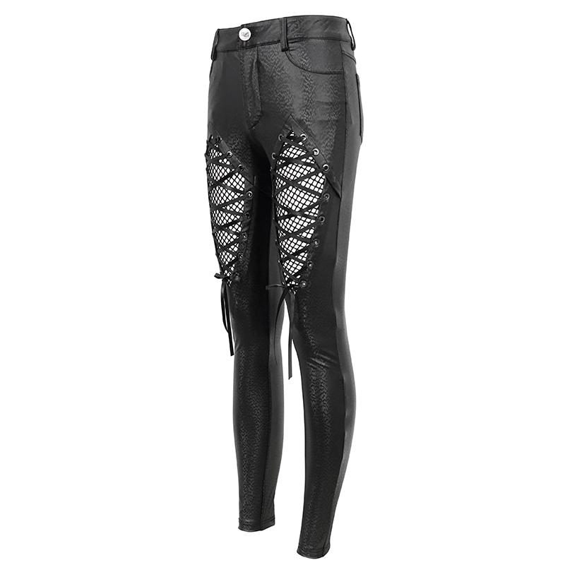 Women's Gothic Faux Leather Zipper Fitted Pants