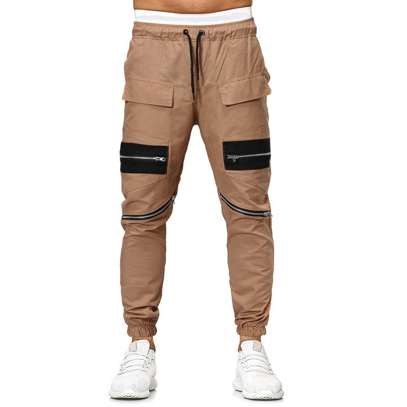 Spring Autumn Mens Cargo Pants Multi Pocket Khaki Trousers Casual