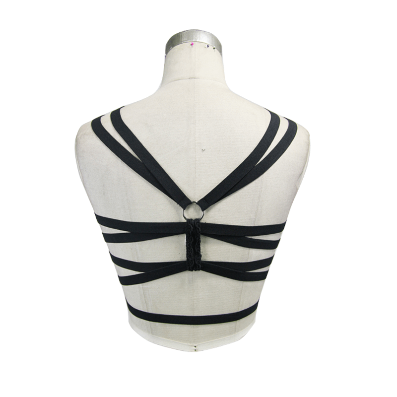 Gothic leather body harness / Chain bra top for Women