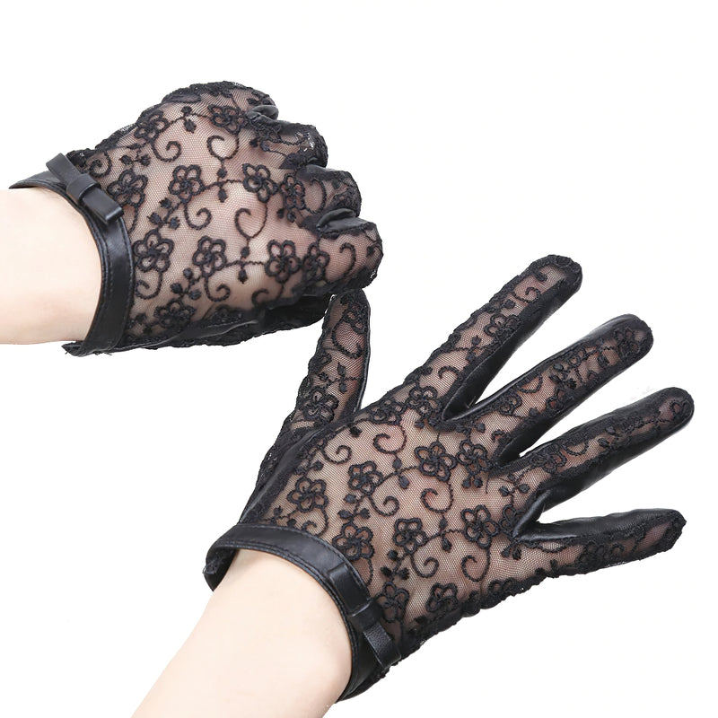 Fingerless Rivet Punk Gloves Short Hollow Out Rock Stage Gloves