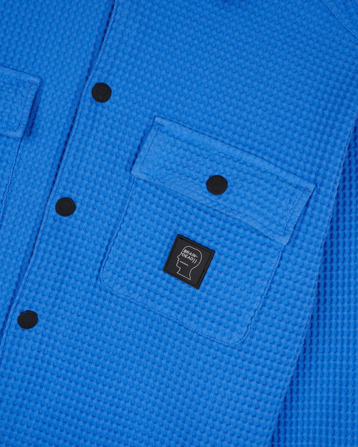Waffle Button Up Shirt - Blue 3
