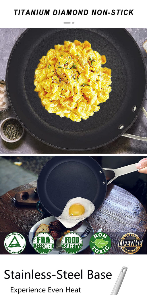 MsMk Small Frying pan, 8-inch Nonstick Durable Egg Omelet Skillet with  Stay-Cool Handle, Limestone Non Stick Coating From GRE, 4mm Stainless Steel