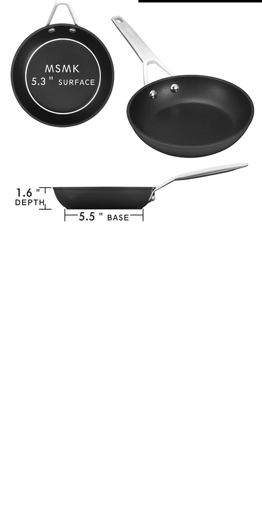 MsMk 7 inch Small Frying Pan, Carbonize also Nonstick, PFOA Free Non-Toxic,  Scratch-resistant, Induction Egg skillet, for Induction, Ceramic and Gas